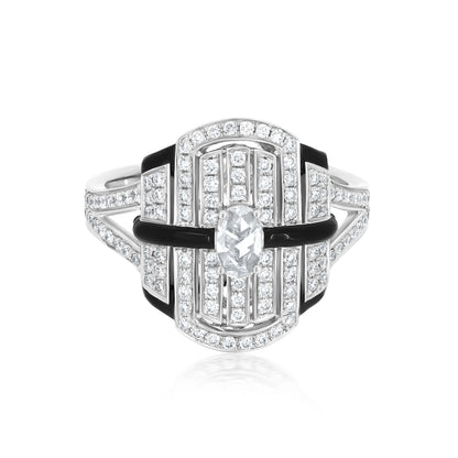 Middle Band Ring With Diamond In 18K White Gold