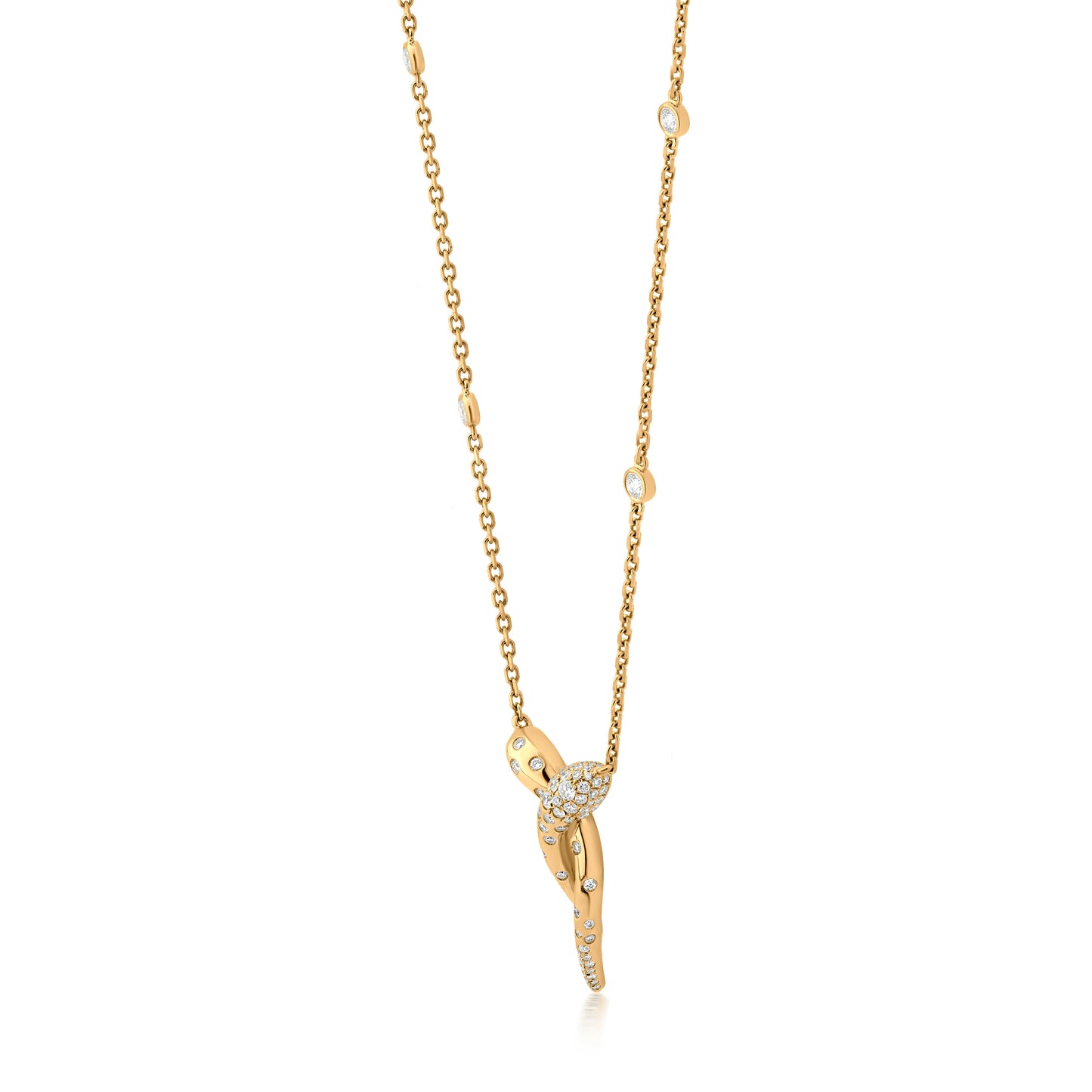 Twist Wrap Necklace With Diamond In 18K Yellow Gold