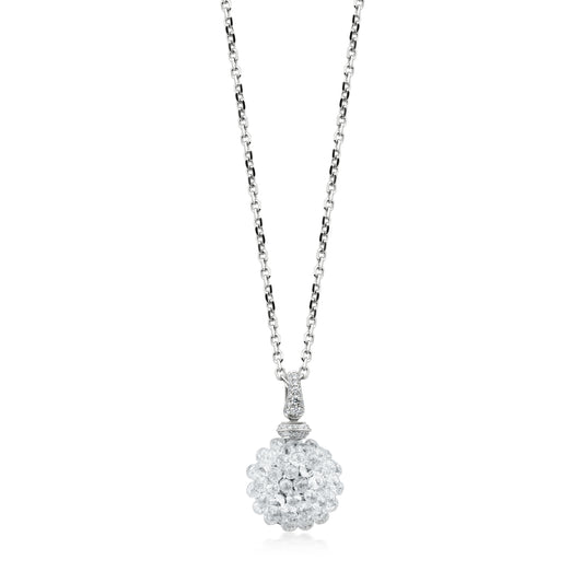 Hemisphere Cluster Necklace With Diamond In 18K White Gold