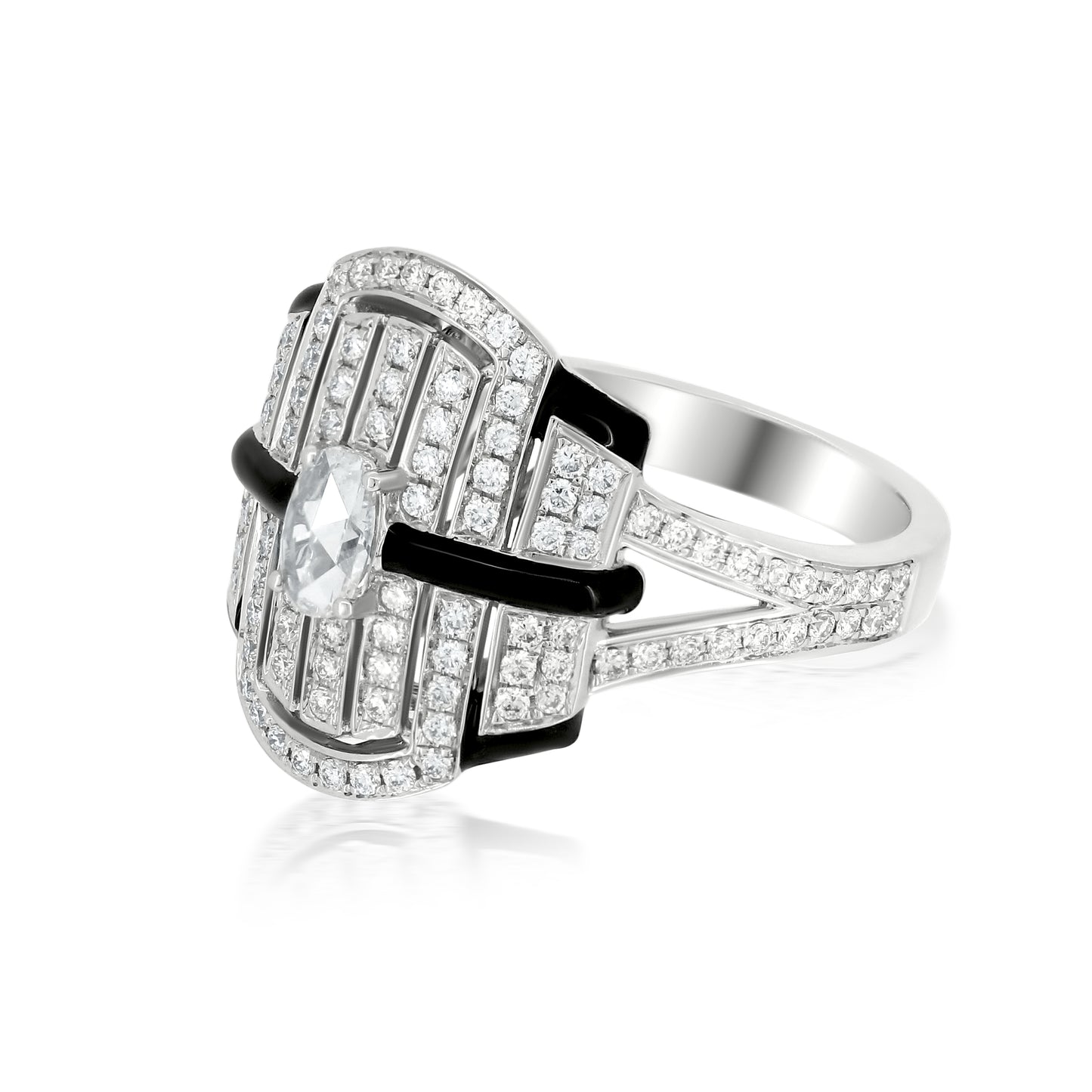 Middle Band Ring With Diamond In 18K White Gold