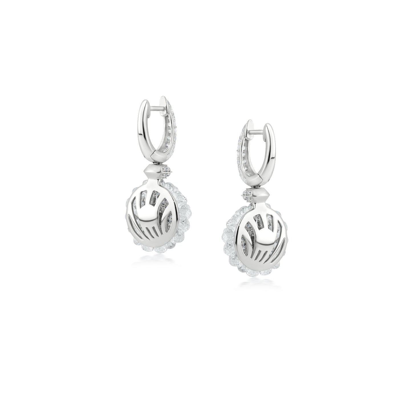 Diamond Hemisphere Cluster Earrings In 18K White Gold