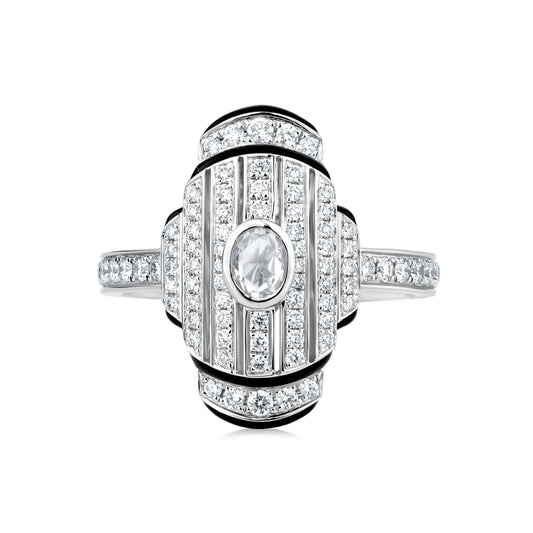 Radiate Ring With Diamond In 18K White Gold