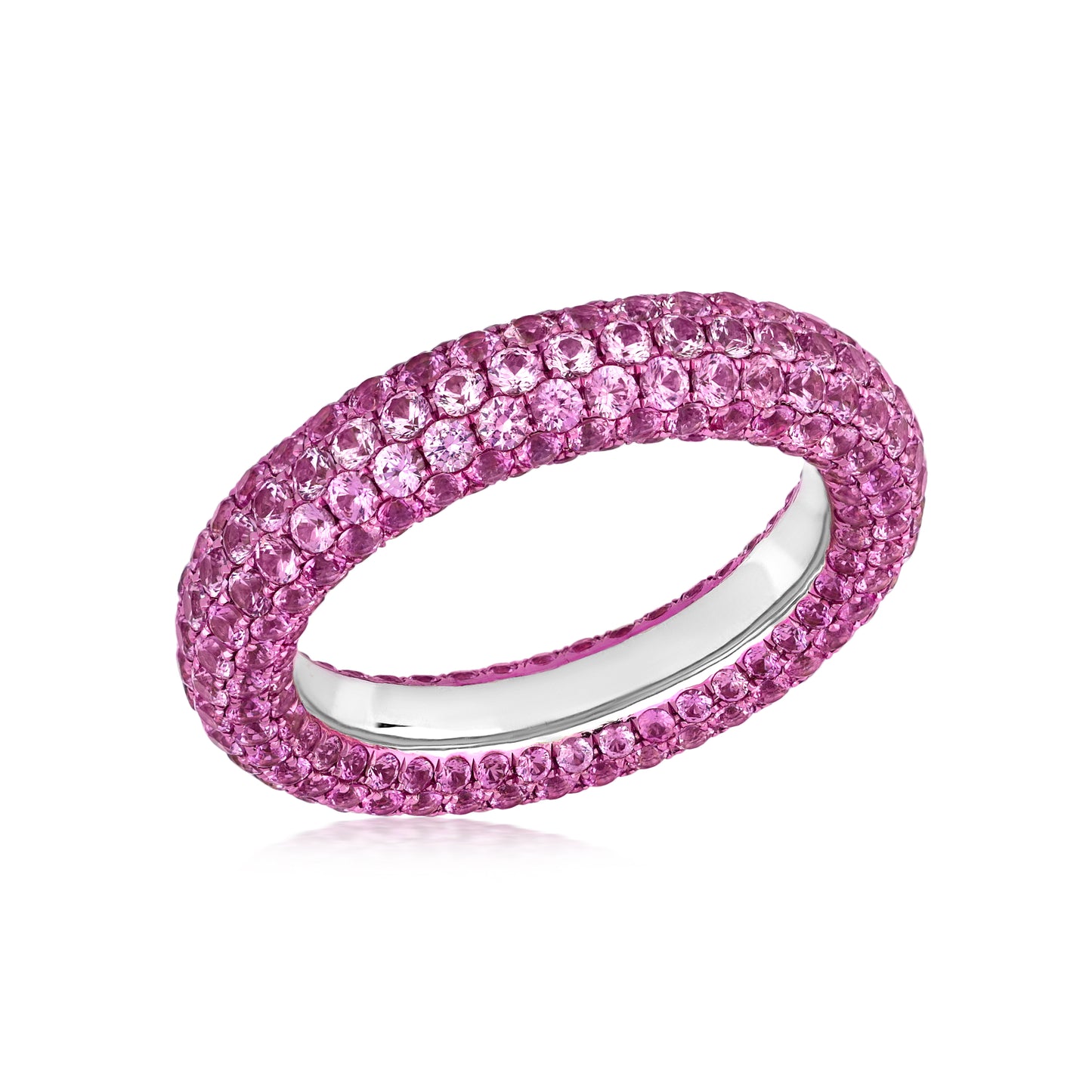 Ring With Pink Sapphire In 18K White Gold And Pink Rhodium