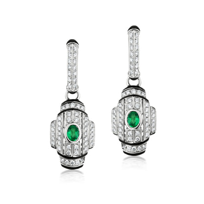 Radiate Earrings With Emerald And Diamond In 18K White Gold