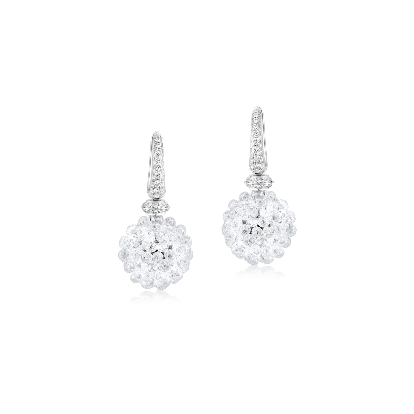 Diamond Hemisphere Cluster Earrings In 18K White Gold