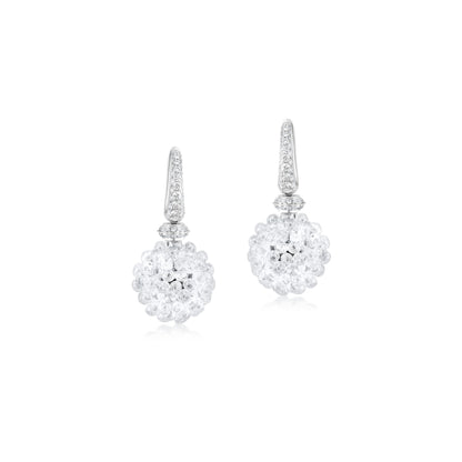 Diamond Hemisphere Cluster Earrings In 18K White Gold