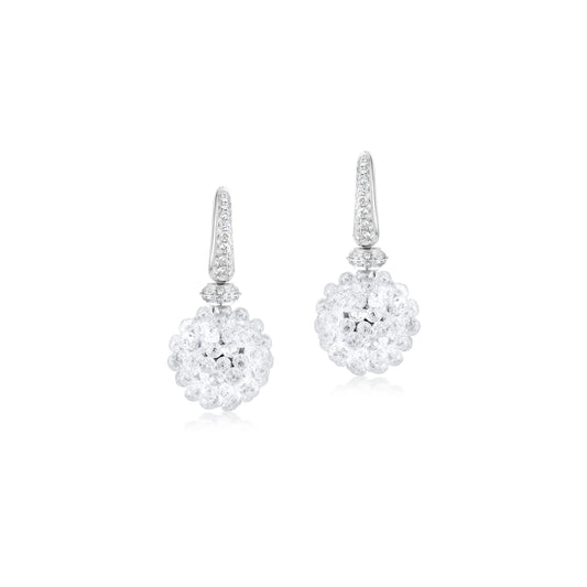 Diamond Hemisphere Cluster Earrings In 18K White Gold