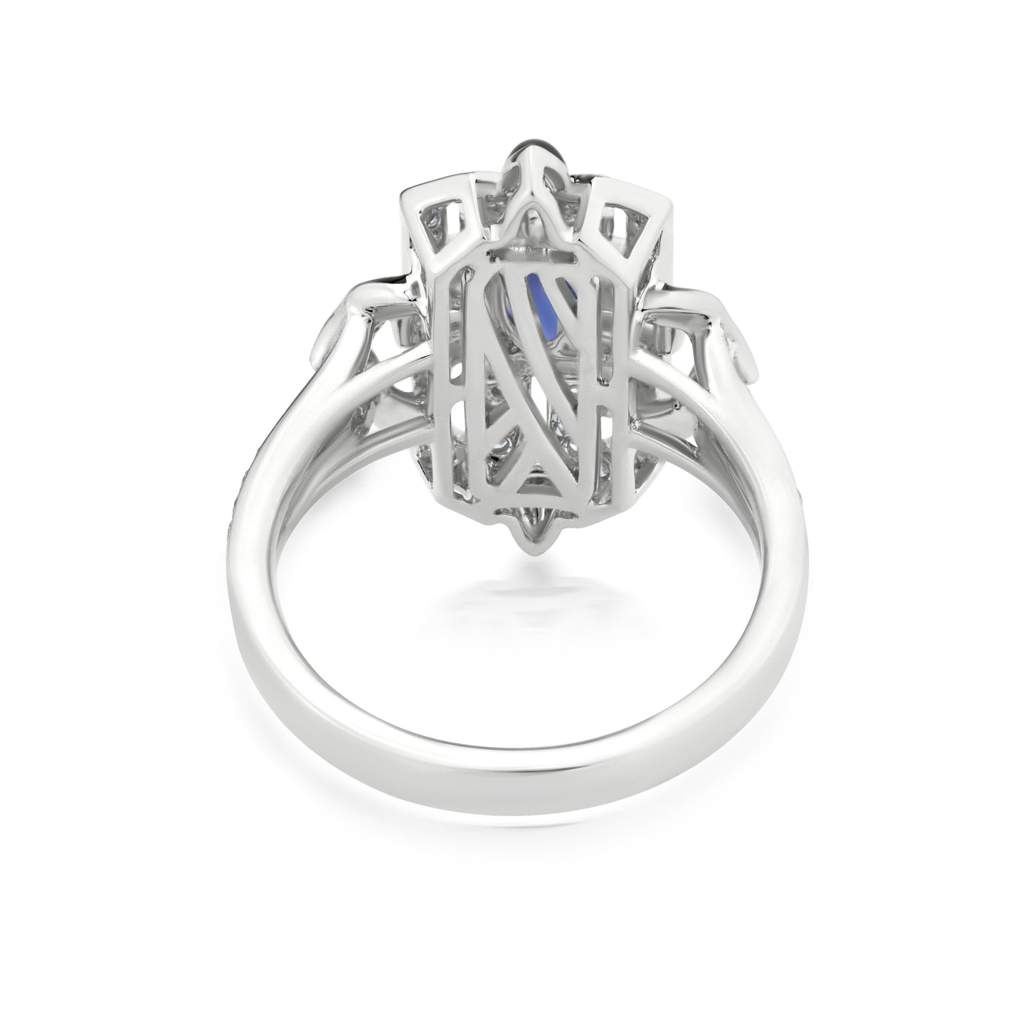 Fleur Ring With Sapphire And Diamond In 18K White Gold