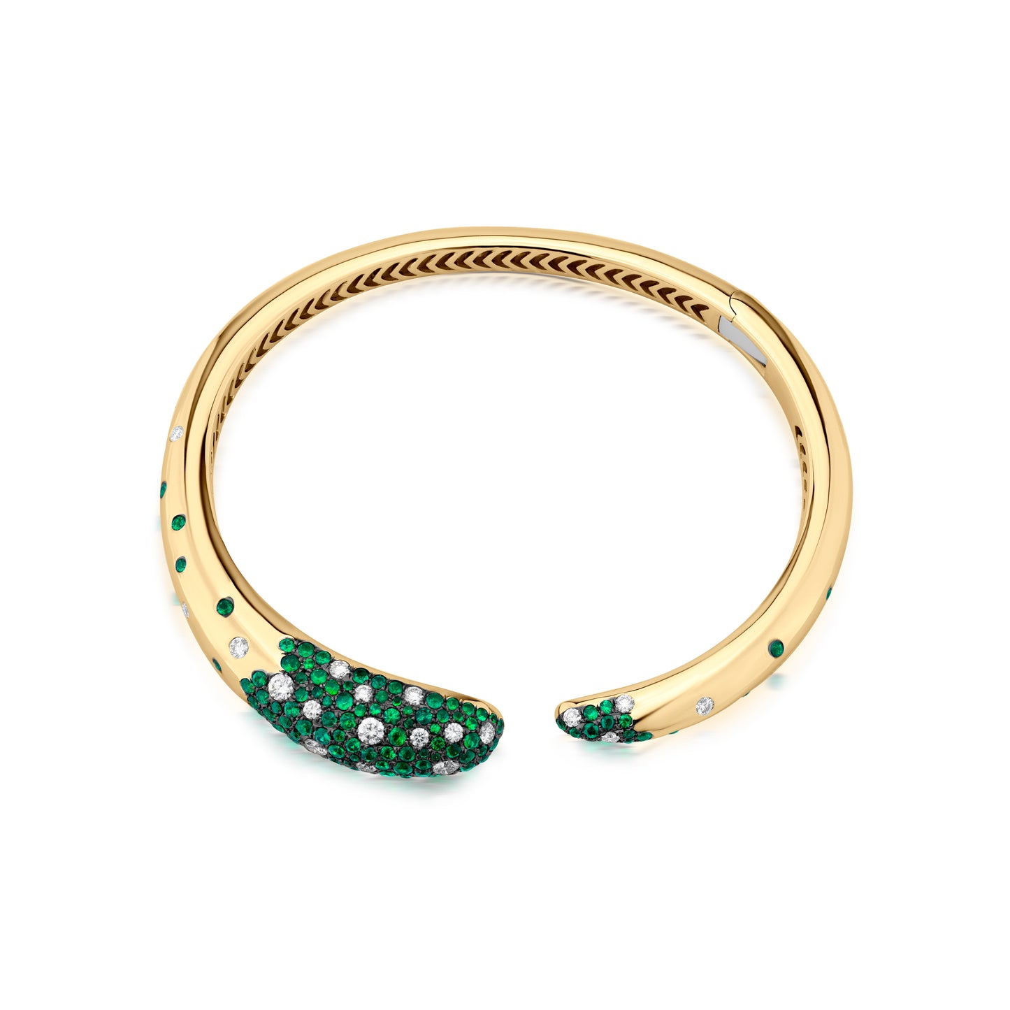 Bangle With Emerald And Diamond In 18K Yellow Gold And Black Rhodium