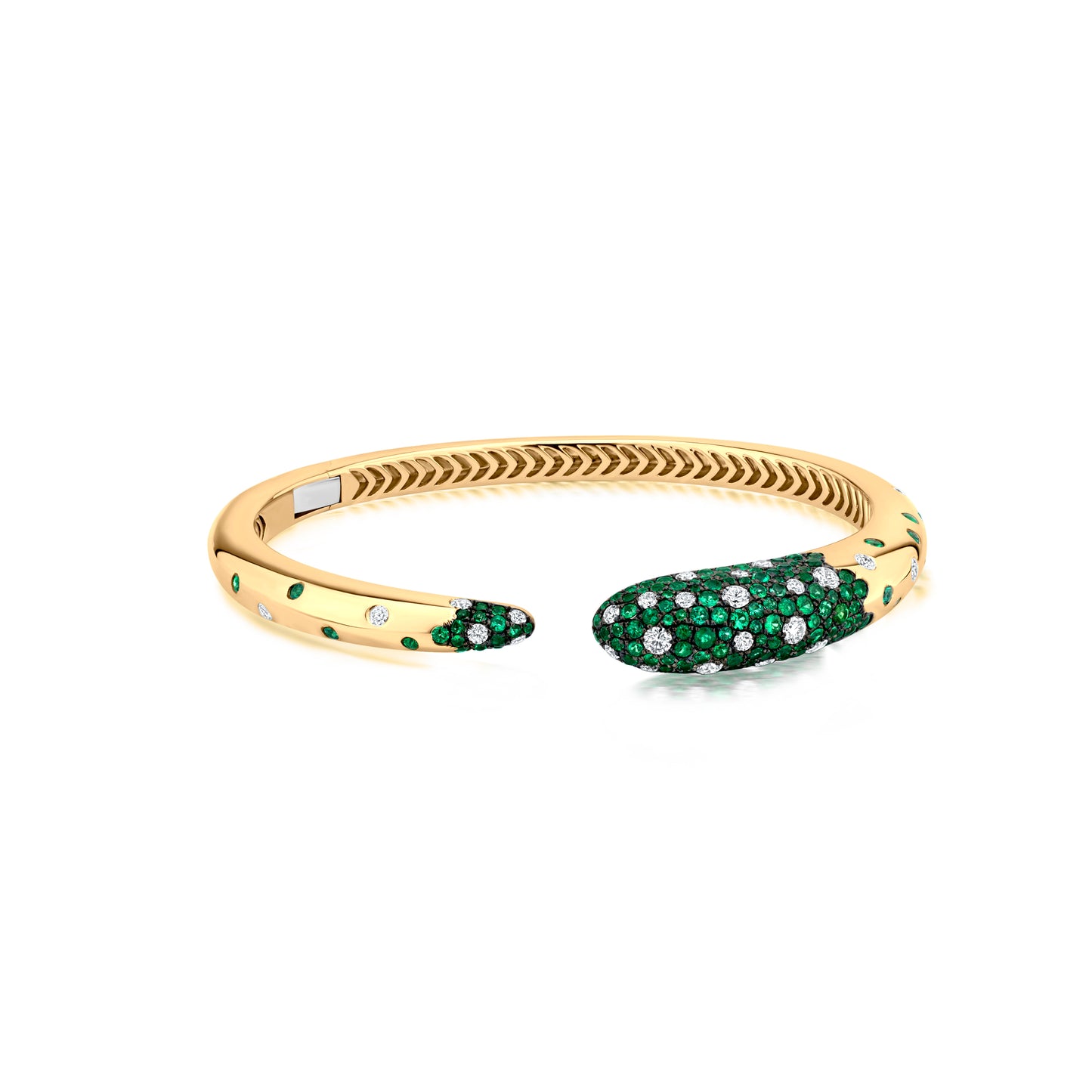 Bangle With Emerald And Diamond In 18K Yellow Gold And Black Rhodium