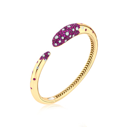 Bangle With Ruby And Diamond In 18K Yellow Gold And Black Rhodium