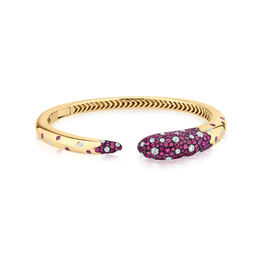 Bangle With Ruby And Diamond In 18K Yellow Gold And Black Rhodium