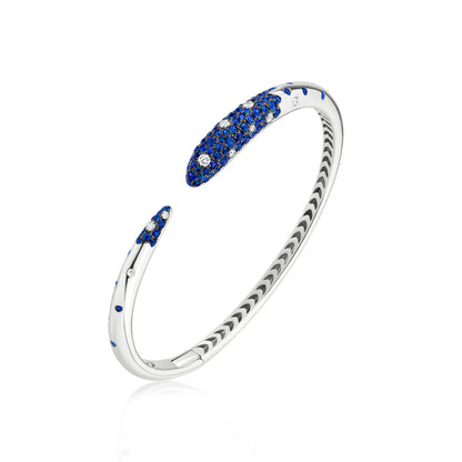 Bangle With Sapphire And Diamond In 18K White Gold And Black Rhodium