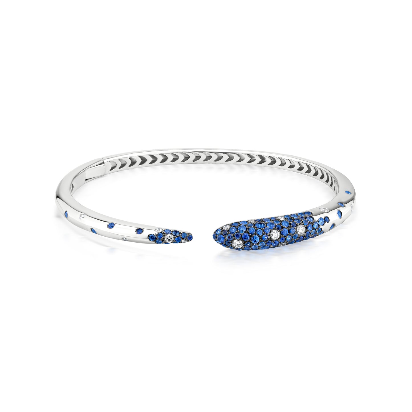 Bangle With Sapphire And Diamond In 18K White Gold And Black Rhodium