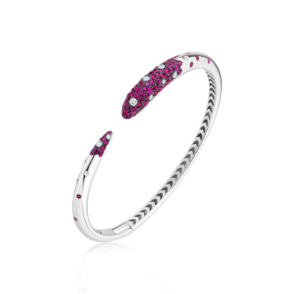 Bangle With Ruby And Diamond In 18K White Gold And Black Rhodium