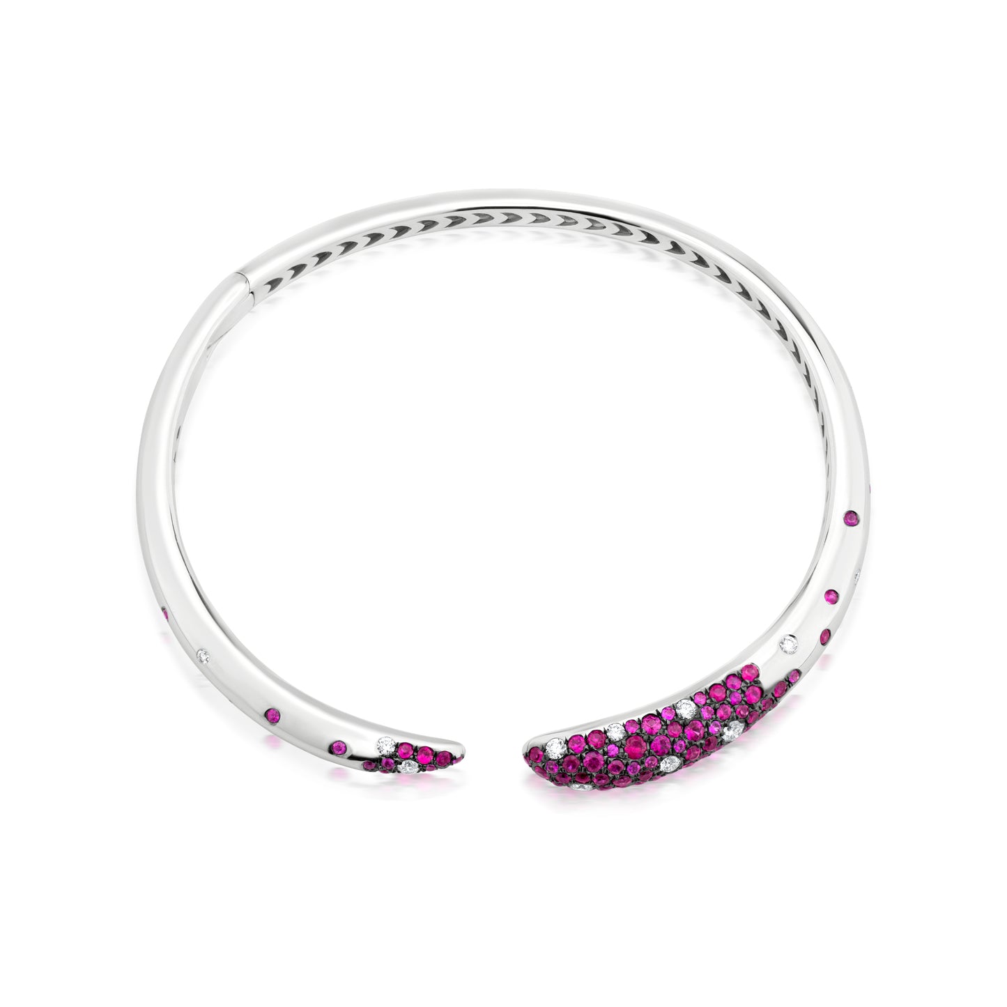 Bangle With Ruby And Diamond In 18K White Gold And Black Rhodium
