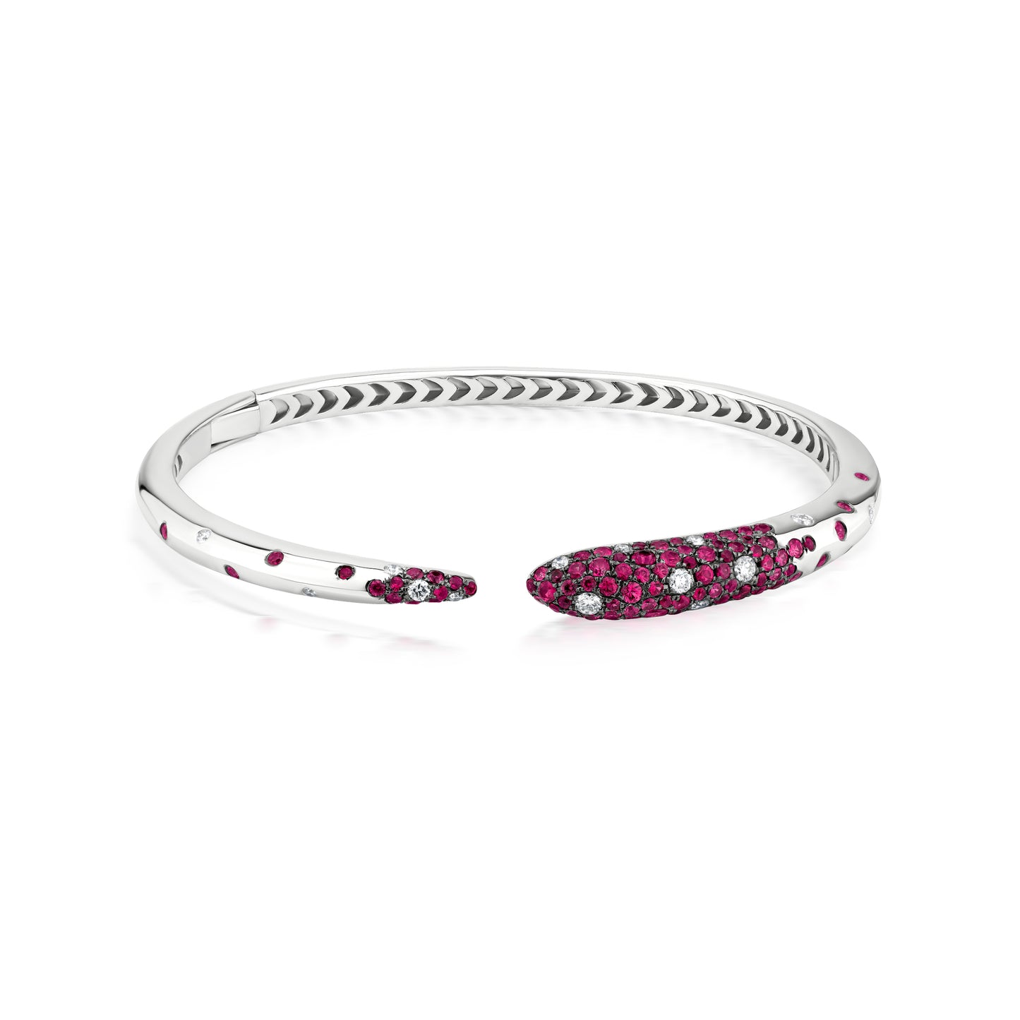 Bangle With Ruby And Diamond In 18K White Gold And Black Rhodium