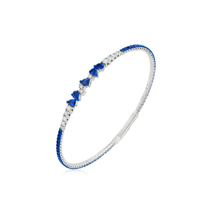 Sapphire and Diamond 18K White Gold Multi-Pear Bangle