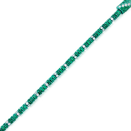 Emerald and Diamond 18K Gold Tennis Bracelet