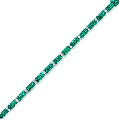 Emerald and Diamond 18K Gold Tennis Bracelet