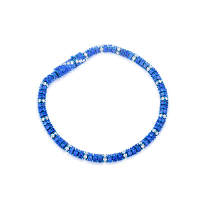 18K Gold White Diamond and Blue Sapphire Tennis Bracelet