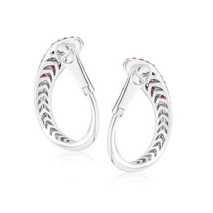 Earring With Ruby And Diamond In 18K White Gold And Black Rhodium