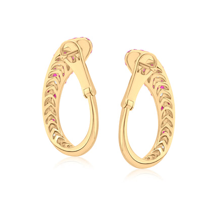 Earring With Ruby And Diamond In 18K Yellow Gold And Black Rhodium