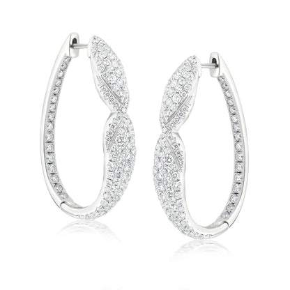 18K White Gold White Diamond Hoop Earring