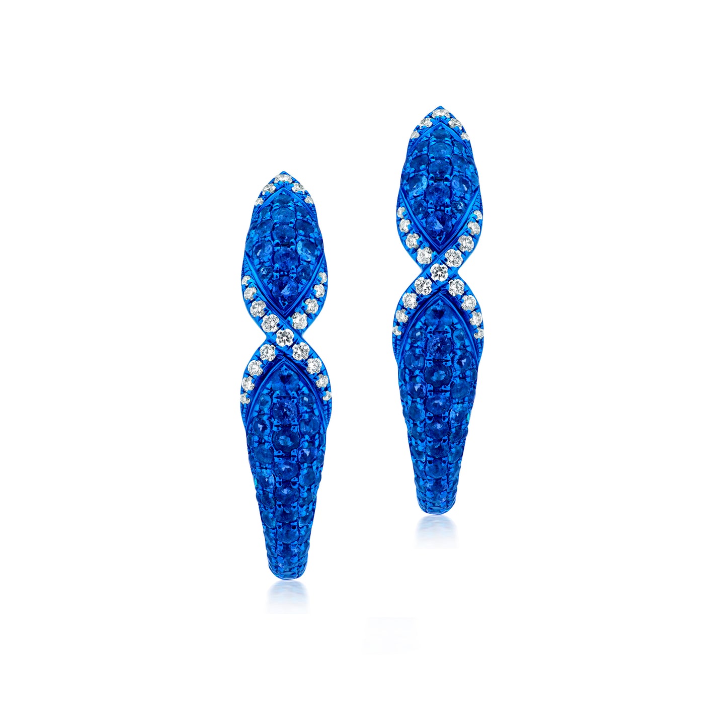 Earring With Sapphire And Diamond In 18K Gold And Blue Rhodium