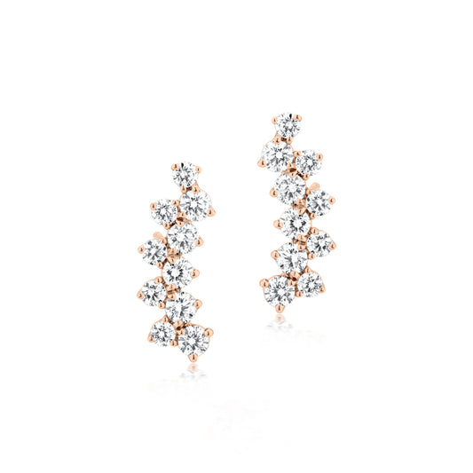 Diamond 18K Rose Gold Arc Stud Earrings