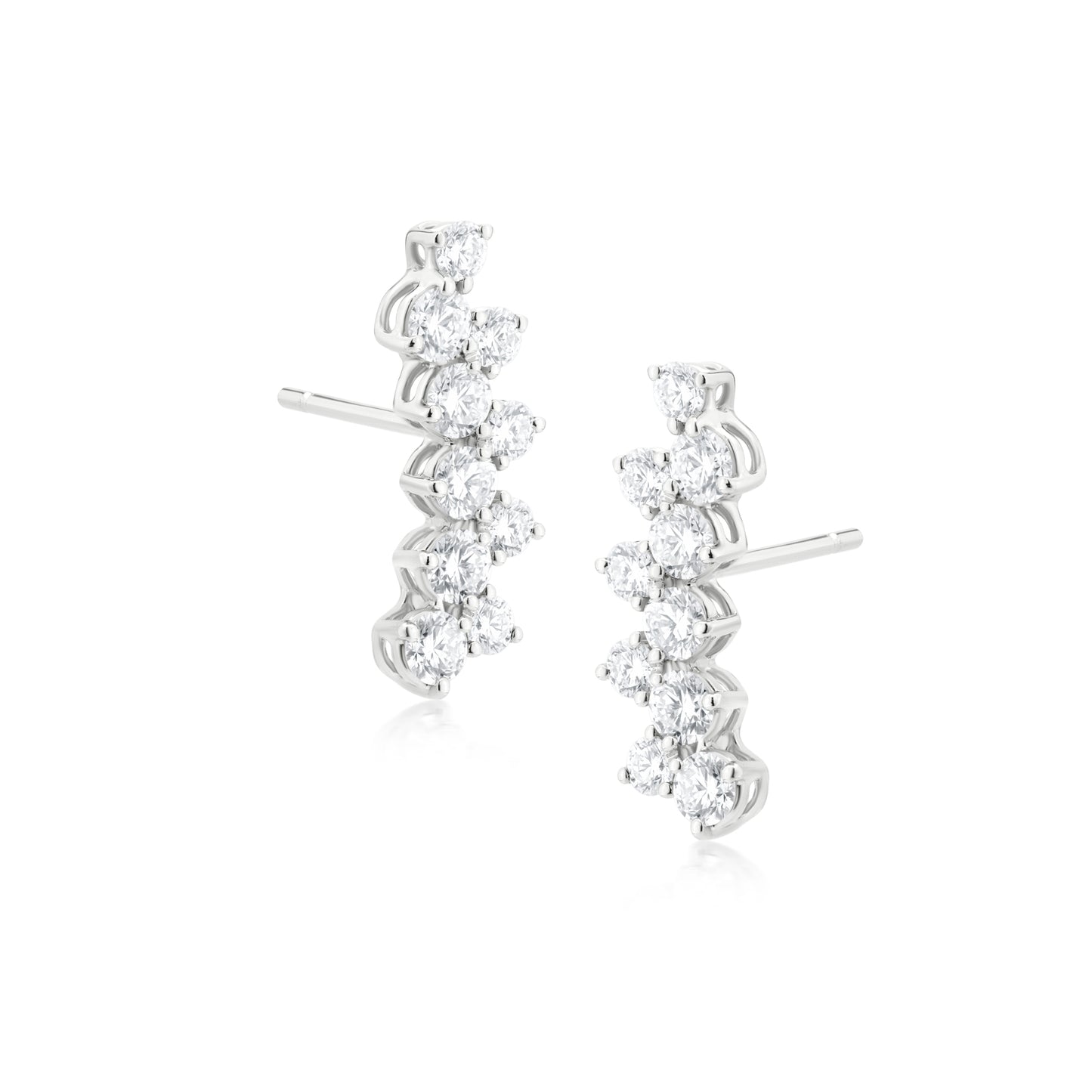 Diamond 18K White Gold Arc Stud Earrings