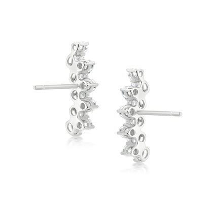 Diamond 18K White Gold Arc Stud Earrings