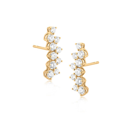 Diamond 18K Gold Arc Stud Earrings