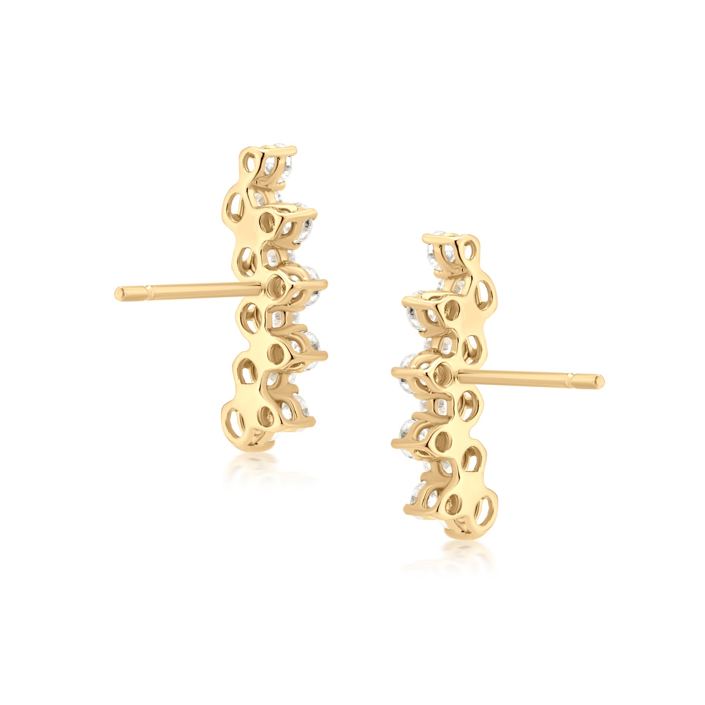 Diamond 18K Gold Arc Stud Earrings