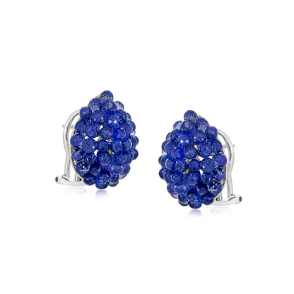 Teardrop Cluster Earring With Sapphire In 18K White Gold