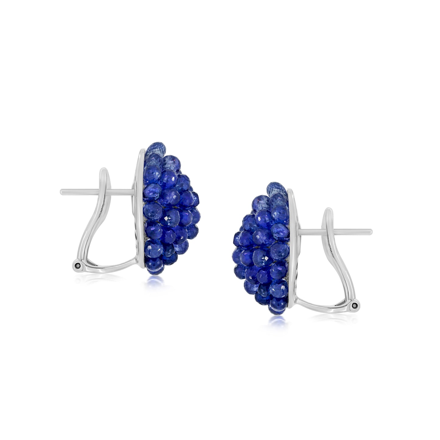 Teardrop Cluster Earring With Sapphire In 18K White Gold