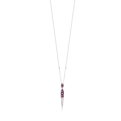 Necklace With Ruby And Diamond In 18K White Gold And Black Rhodium