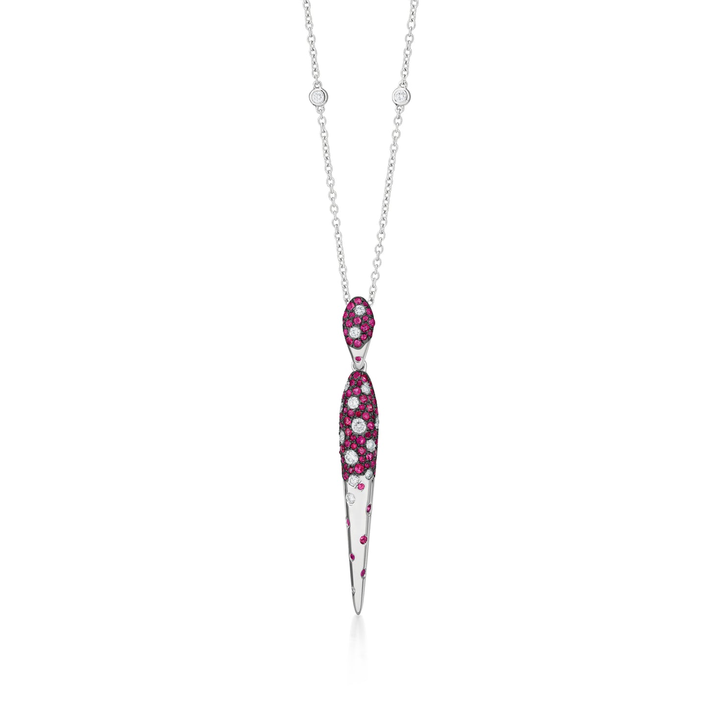Necklace With Ruby And Diamond In 18K White Gold And Black Rhodium