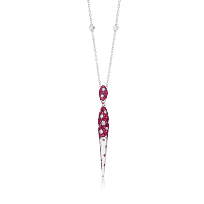 Necklace With Ruby And Diamond In 18K White Gold And Red Rhodium