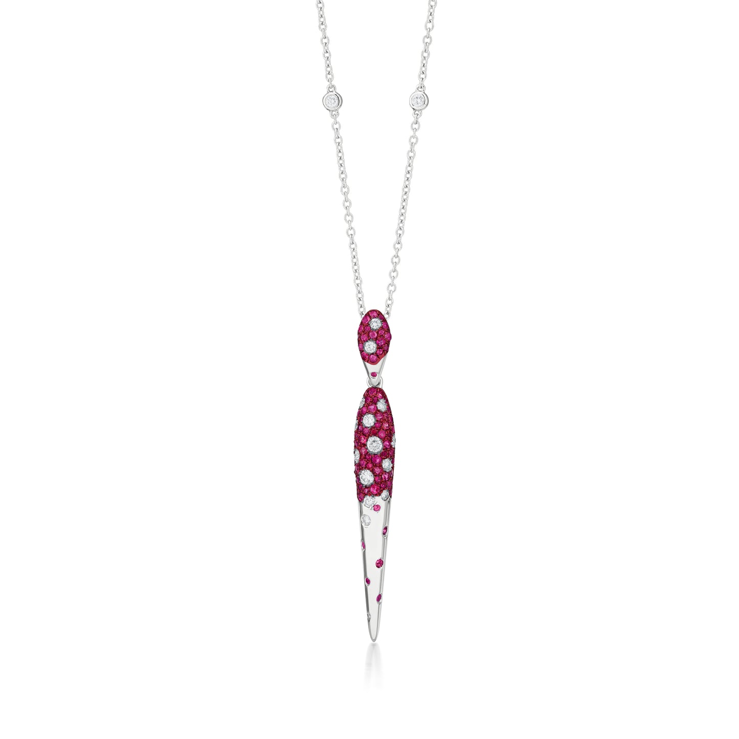 Necklace With Ruby And Diamond In 18K White Gold And Red Rhodium