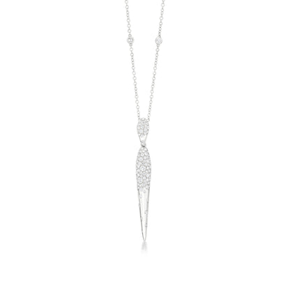 18K White Gold White Diamond Pendant Necklace