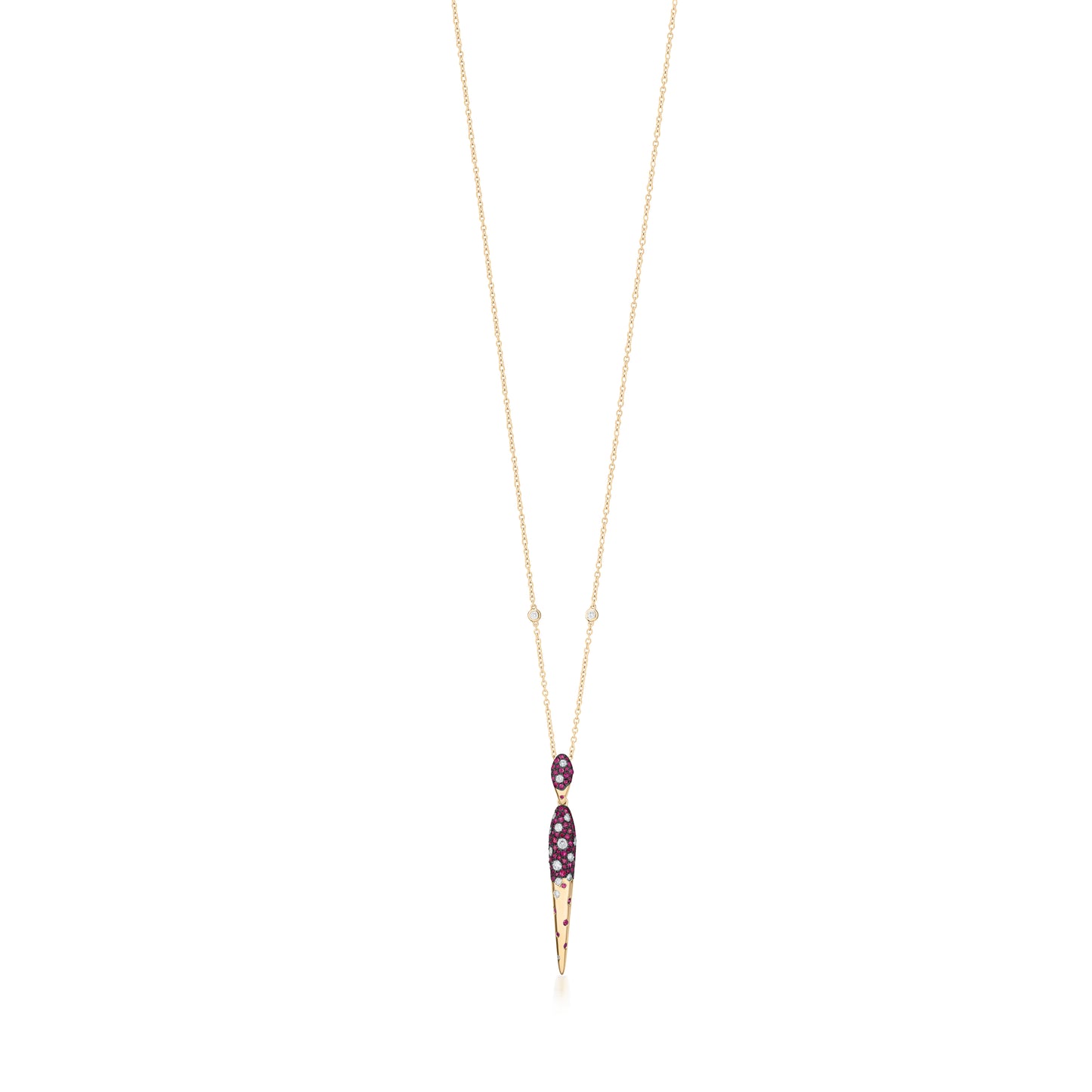 Necklace With Ruby And Diamond In 18K Yellow Gold And Black Rhodium