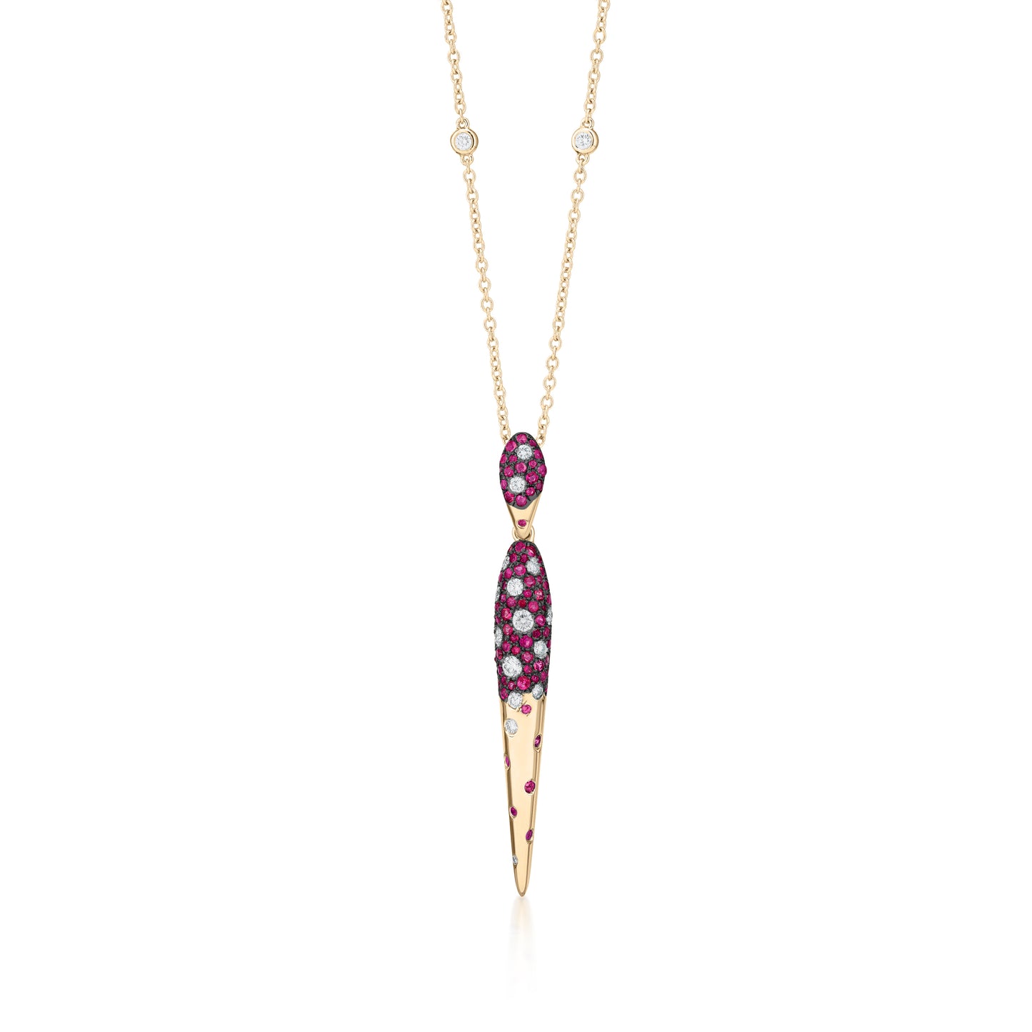 Necklace With Ruby And Diamond In 18K Yellow Gold And Black Rhodium
