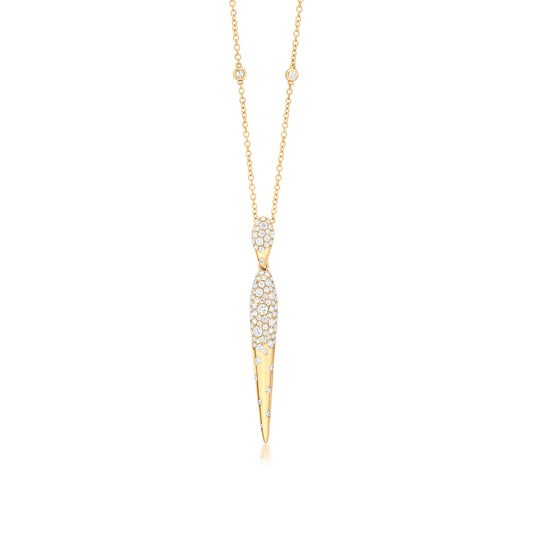 18K Yellow Gold White Diamond Pendant Necklace