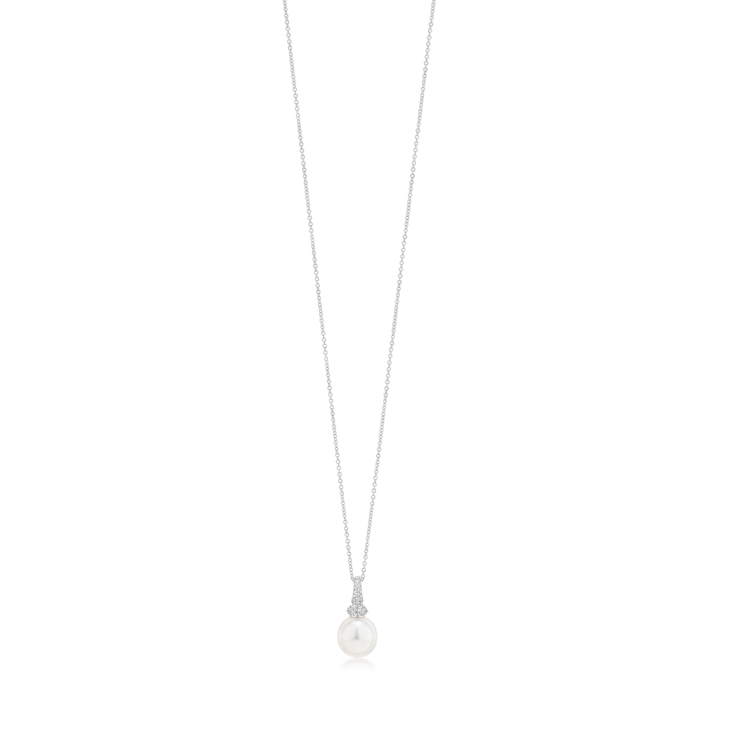 Necklace With Pearl And Diamond In 18K White Gold