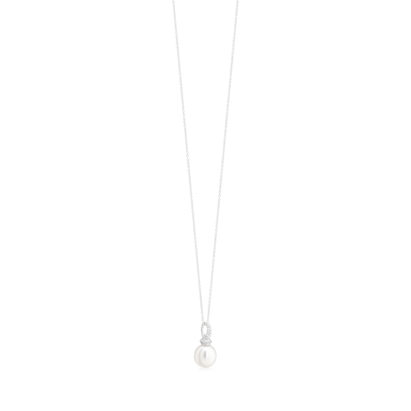 Necklace With Pearl And Diamond In 18K White Gold