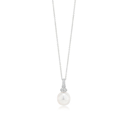 Necklace With Pearl And Diamond In 18K White Gold