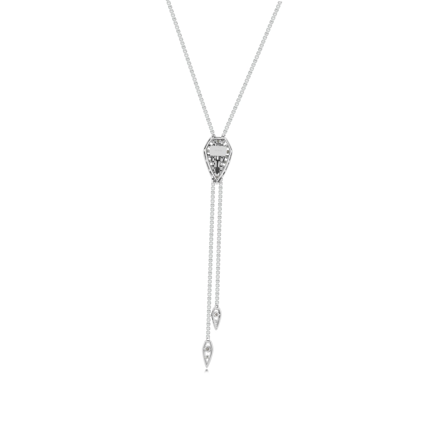 18K White Gold Enamel and Diamond Bolo Necklace