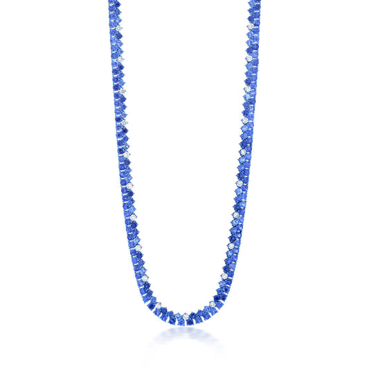 Necklace With Sapphire And Diamond In 18K Gold And Blue Rhodium