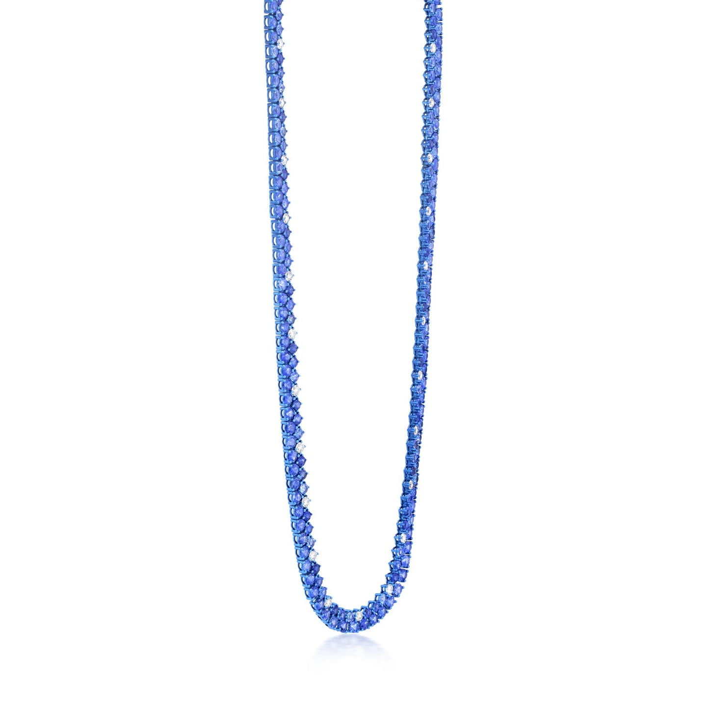Necklace With Sapphire And Diamond In 18K Gold And Blue Rhodium